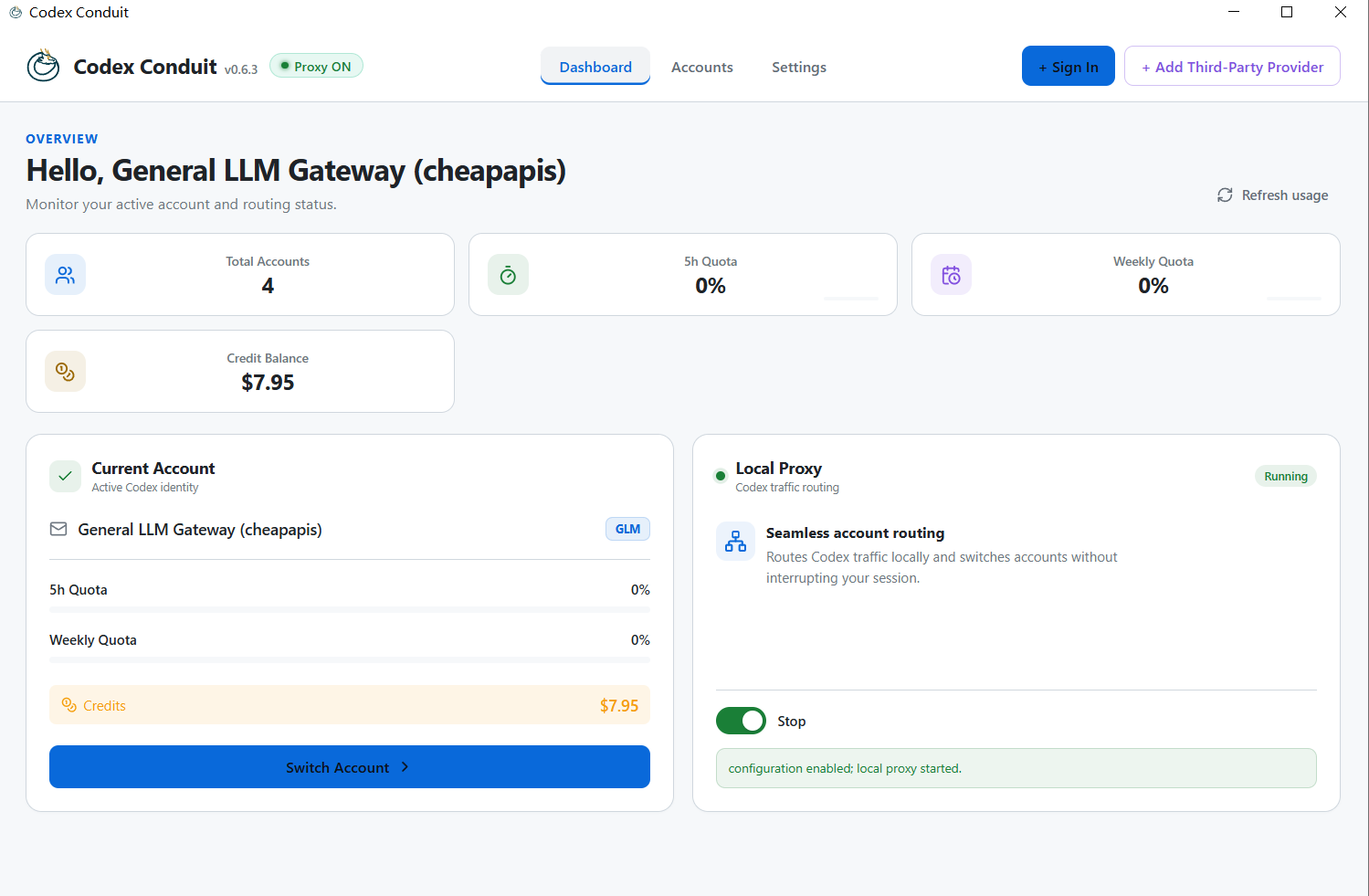 Codex Conduit dashboard